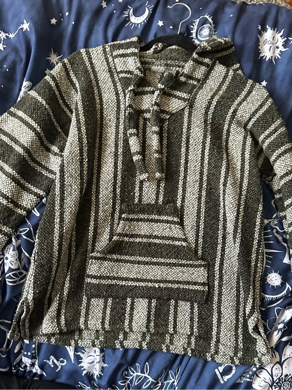 Black & Grey Striped Hoodie